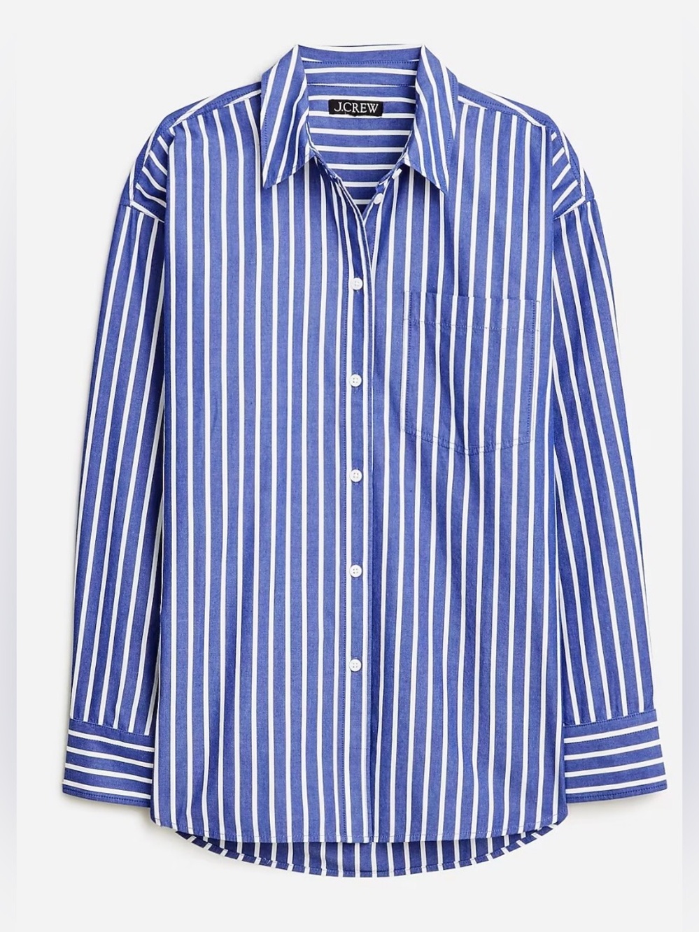 J. Crew Blue and White Striped Etienne oversized button-up